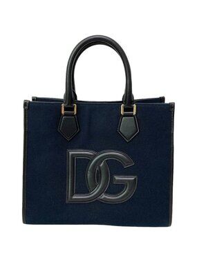 Dolce & Gabbana DG Leather Piping Canvas Tote Bag Black
